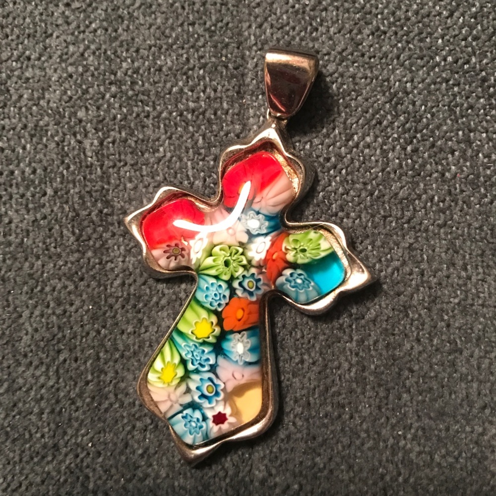 Colorful cross necklace pendant